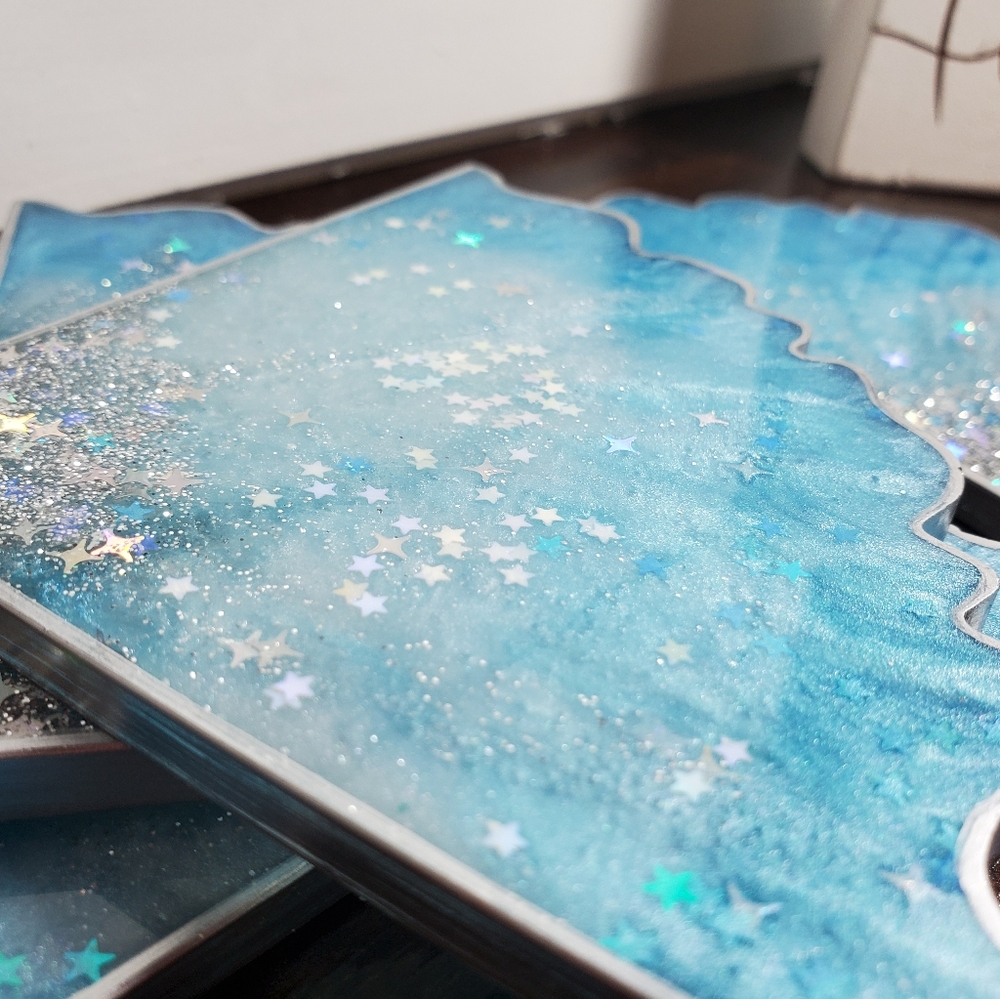 Blue Ice Agate coaster set